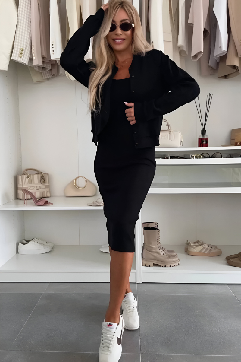 Silvia | Set midi con abito e cardigan