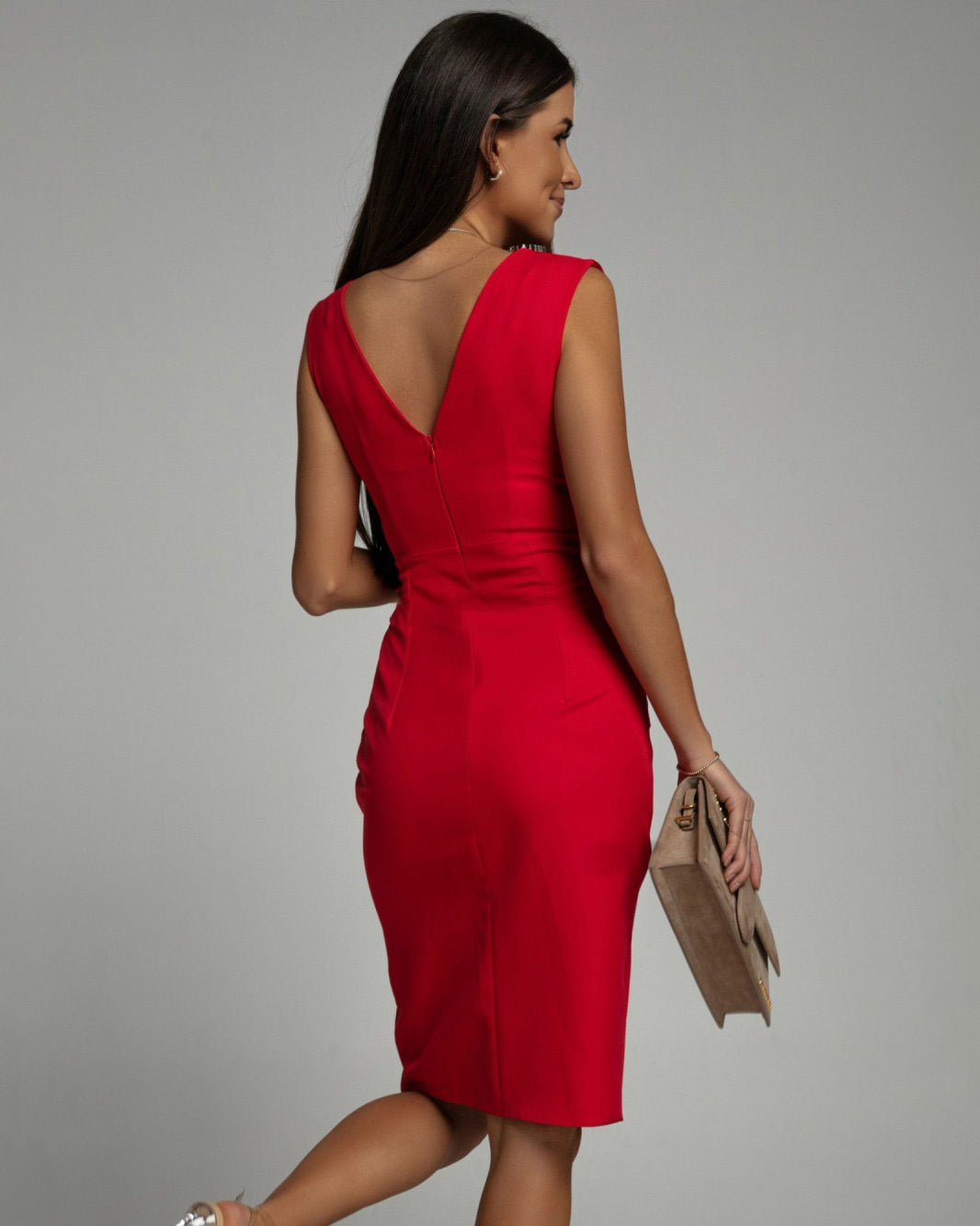 Florine | Abito Svasato Elegante con Scollatura a V e Fessura per un Look Chic